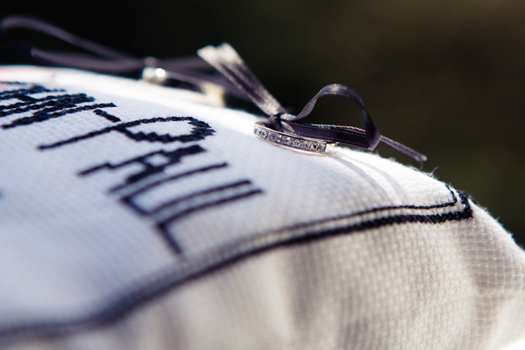 personalised ring pillow purple