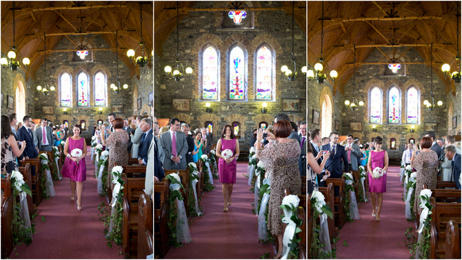 bridesmaids walking up the aisle