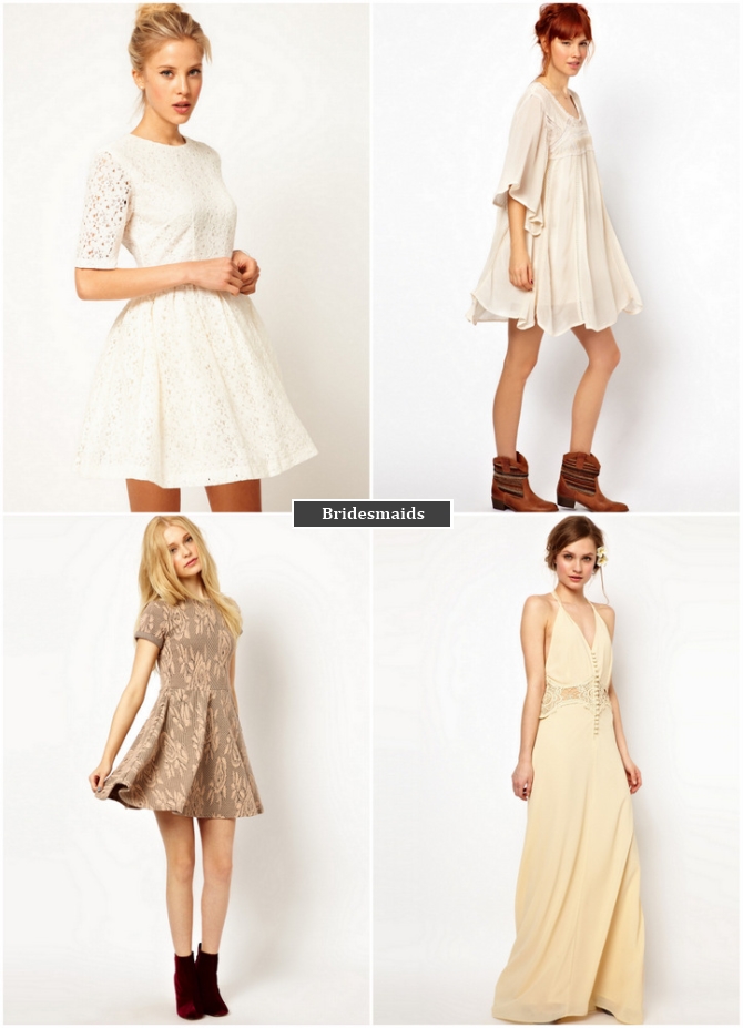 bridesmaid mix and match cream white