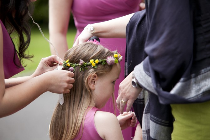 pink flower girl dress weddingsonline.ie penry photography floral garland flower girl penry photography real wedding