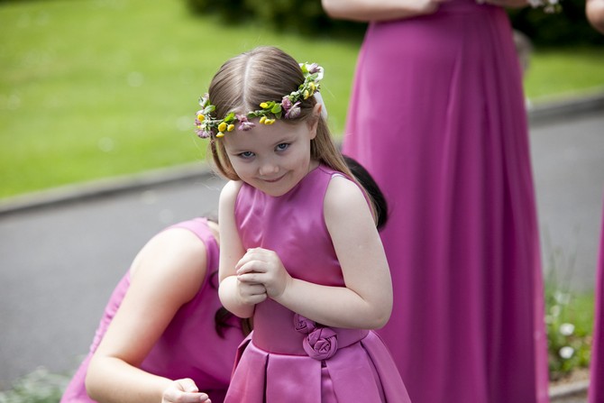 pink flower girl garland dress weddingsonline.ie penry photography pink flower girl dress real wedding
