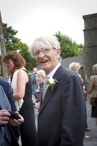 wedding guest outside church