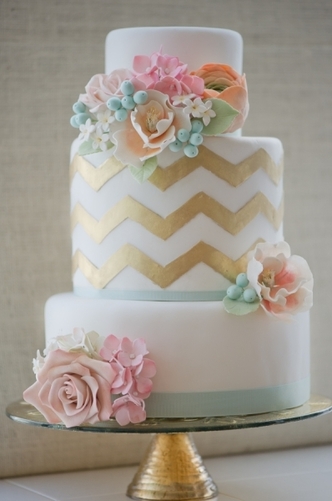 gold chevron wedding cake - top wedding trends 2013 chevron wedding cake