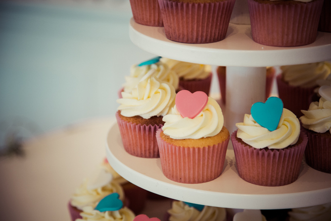 pink blue heart cupcakes wedding