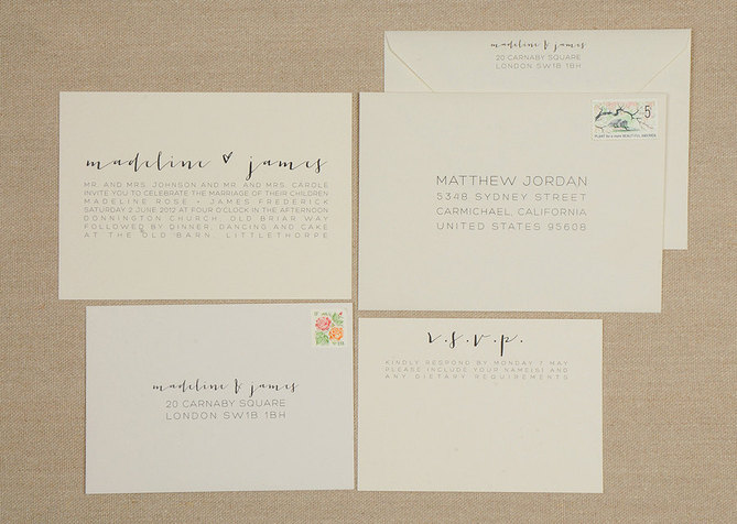 plain calligraphy wedding invitation