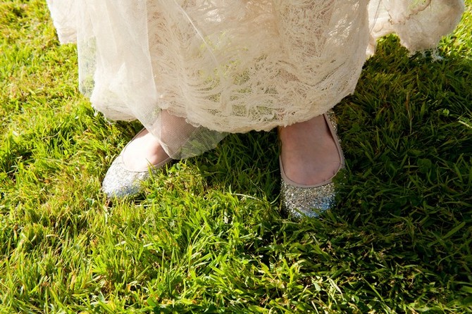 bride silver flat pumps wedding