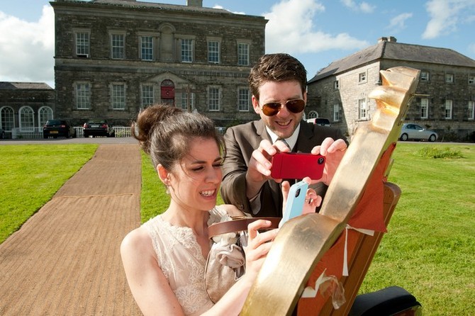 bride and groom at table plan