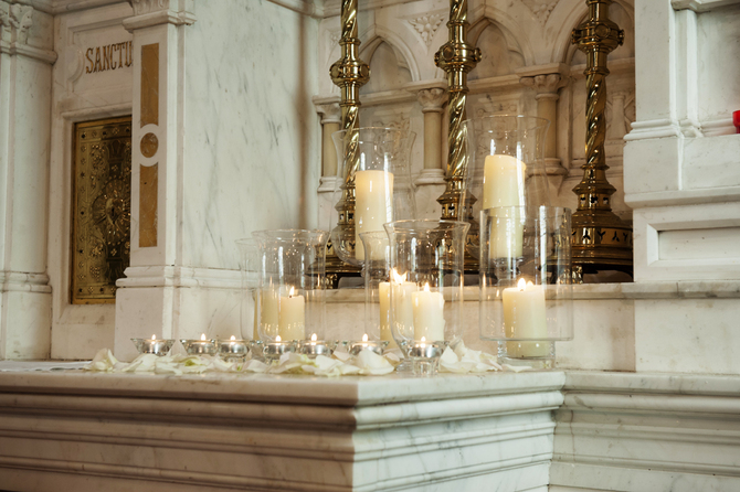 wedding church candles hurricane vase