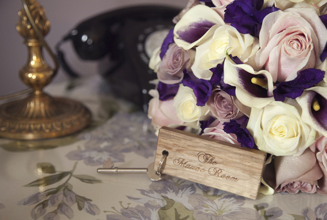 purple cream wedding bouquet