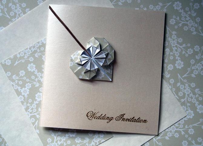 origami style wedding invitation