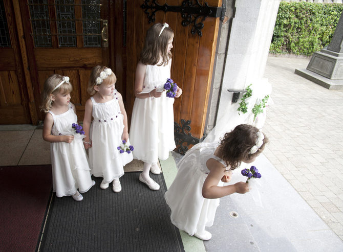 flower girls in white