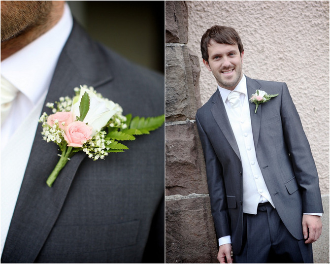 wedding boutonnaire green pink