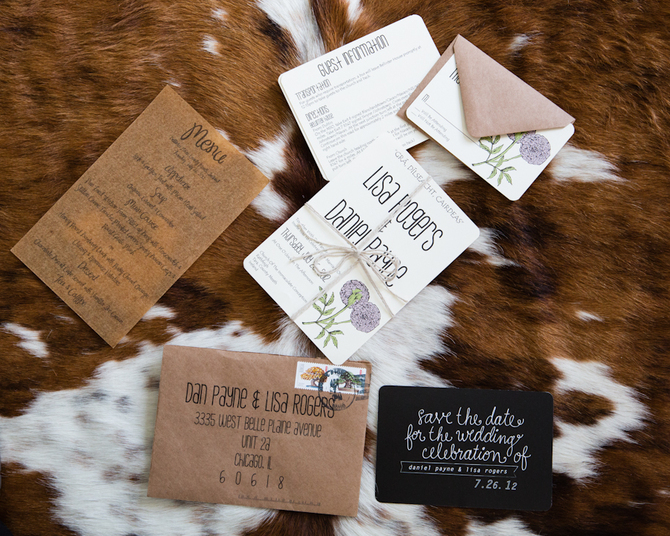 wedding stationery brown paper bag