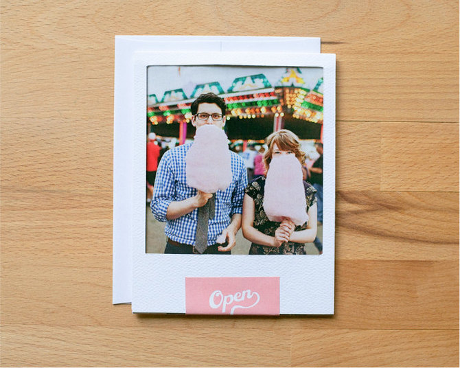 poloroid style wedding invite invitation