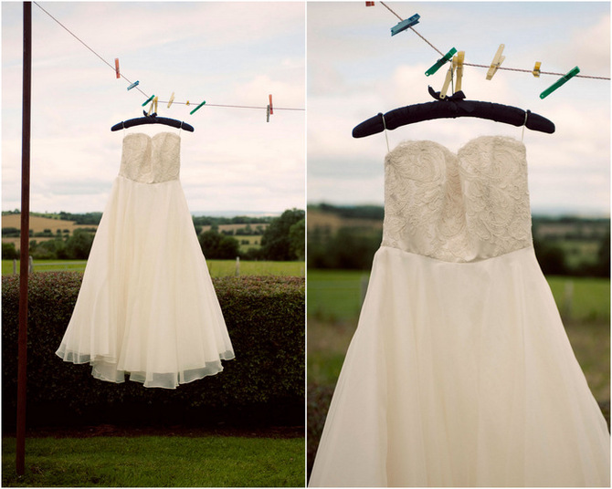 wedding dress on washing line
