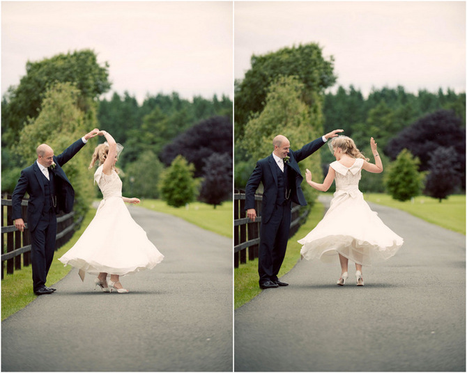 groom twirling bride
