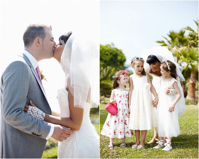 bride with flower girls