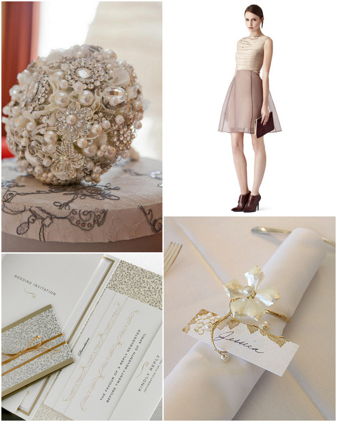 brooch bouquet silver pearl