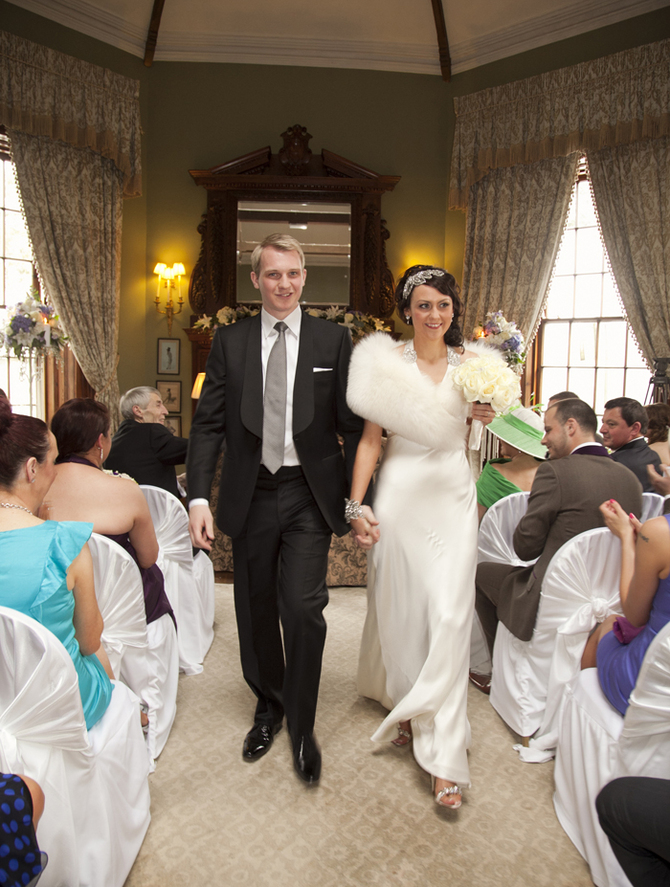 vintage style winter wedding ireland jenny packham dress