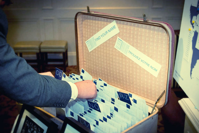 vintage luggage case wedding stationery