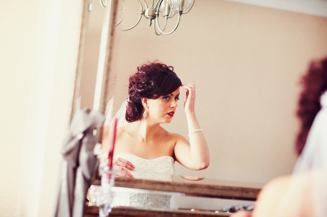 bride in mirror