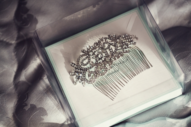 bridal hair slide silver