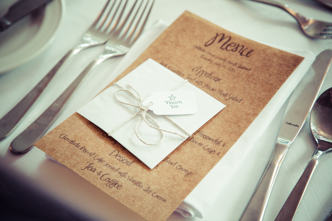 wedding place setting brown paper rustic