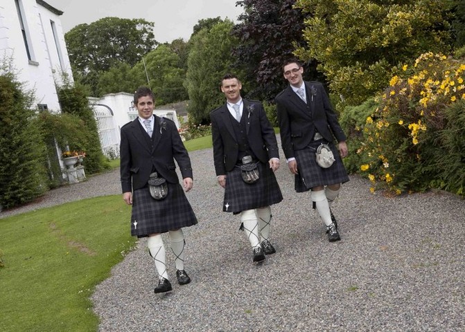 scottish real wedding ireland kilts barberstown castle wedding venue