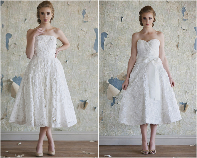 ruche charlotte tiffaney dress tea length wedding